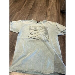 Vintage Harley Davidson T Shirt Large Blue Acid Wash Fletchers Clearwater FL USA
